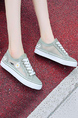 Gray and White Mesh Round Toe Platform Lace Up Rubber Shoes