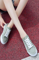 Gray and White Mesh Round Toe Platform Lace Up Rubber Shoes