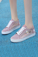 White and Pink Mesh Round Toe Platform Lace Up Rubber Shoes