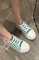 Green White Canvas Round Toe Platform Lace Up Rubber Shoes