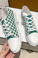 Green White Canvas Round Toe Platform Lace Up Rubber Shoes