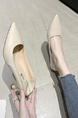 Beige Leather Pointed Toe Platform Stiletto Heels