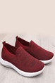 Red Mesh Round Toe Platform Rubber Shoes