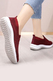 Red Mesh Round Toe Platform Rubber Shoes