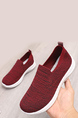 Red Mesh Round Toe Platform Rubber Shoes