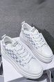 White and Gray Leather Round Toe Platform Lace Up Rubber Shoes