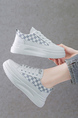 White and Gray Leather Round Toe Platform Lace Up Rubber Shoes