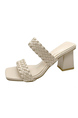 Off White Leather Open Toe Platform Chunky Heels