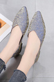 Gray Fabric Pointed Toe Platform Flats