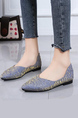 Gray Fabric Pointed Toe Platform Flats