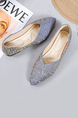 Gray Fabric Pointed Toe Platform Flats