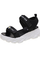 Black Leather Open Toe Platform Strap Sandals