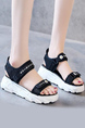 Black Leather Open Toe Platform Strap Sandals