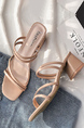 Pink Leather Open Toe Platform Chunky Sandals