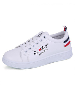 White Leather Round Toe Platform Lace Up Rubber Shoes