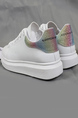 White Leather Round Toe Platform Lace Up Rubber Shoes