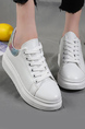 White Leather Round Toe Platform Lace Up Rubber Shoes
