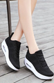 Black and White Mesh Round Toe Platform Lace Up Rubber Shoes