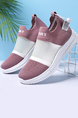 White and Pink Mesh Round Toe Platform Rubber Shoes
