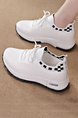 White Mesh Round Toe Platform Lace Up Rubber Shoes