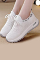 White Mesh Round Toe Platform Lace Up Rubber Shoes