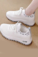White Mesh Round Toe Platform Lace Up Rubber Shoes