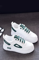 White Leather Round Toe Platform Lace Up Rubber Shoes