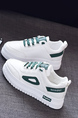 White Leather Round Toe Platform Lace Up Rubber Shoes