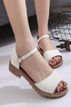 White and Brown Leather Open Toe Platform Ankle Strap Sandal