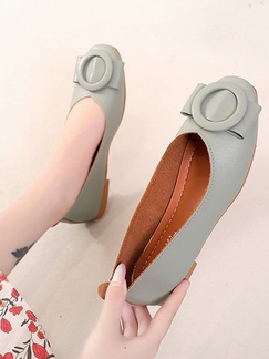 Gray Leather Round Toe Platform Heels