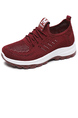 Red and White Mesh Round Toe Platform Lace Up Rubber Shoes