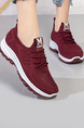 Red and White Mesh Round Toe Platform Lace Up Rubber Shoes