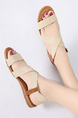 Beige Fabric Open Toe Platform Sandals