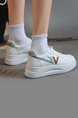White Leather Round Toe Platform Lace Up Rubber Shoes