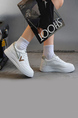 White Leather Round Toe Platform Lace Up Rubber Shoes