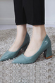 Green Patent Leather Pointed Toe Platform Chunky Heels