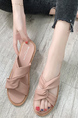 Beige Leather Open Toe Platform Sandals