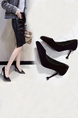 Black Suede Pointed Toe Platform Chunky Heels