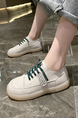 White Leather Round Toe Platform Comfortable Rubber Shoes