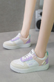 White Pink Leather Round Toe Platform Lace Up Casual Shoes