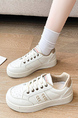 White Leather Round Toe Platform Breathable Rubber Shoes