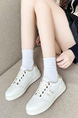 White Leather Round Toe Platform Breathable Rubber Shoes