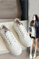 White Leather Round Toe Platform Breathable Rubber Shoes