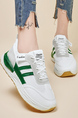 Green White Leather and Mesh Round Toe Platform lace Up Rubber Shoes
