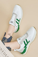 Green White Leather and Mesh Round Toe Platform lace Up Rubber Shoes