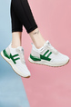 Green White Leather and Mesh Round Toe Platform lace Up Rubber Shoes