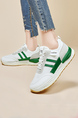 Green White Leather and Mesh Round Toe Platform lace Up Rubber Shoes