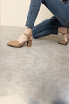 Brown Leather Round Toe Platform ankle Strap Heels