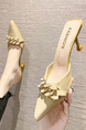 Beige Leather Pointed Toe Platform Stiletto Heel Formal Shoes