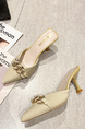 Beige Leather Pointed Toe Platform Stiletto Heel Formal Shoes